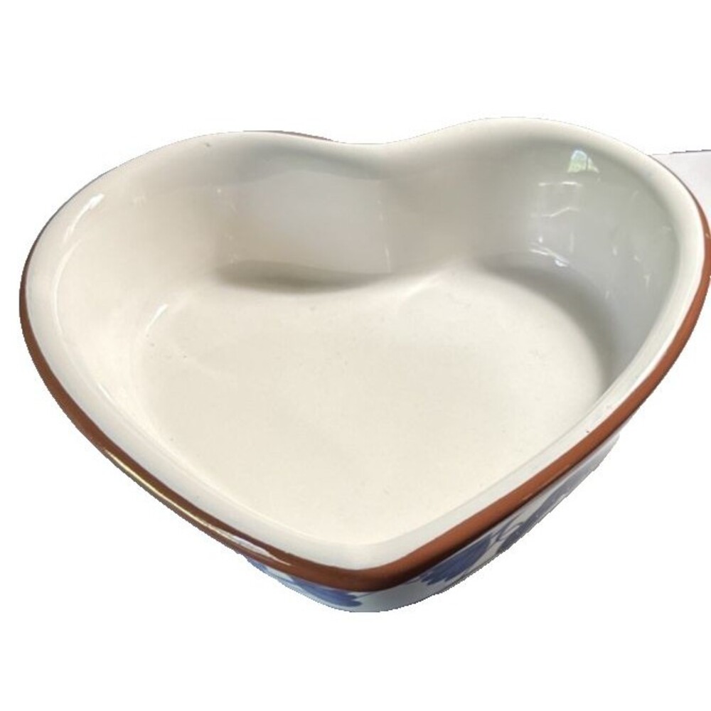 Vintage Blue Grapes and Leaves Heart-Shaped Ceramic Baking Dish